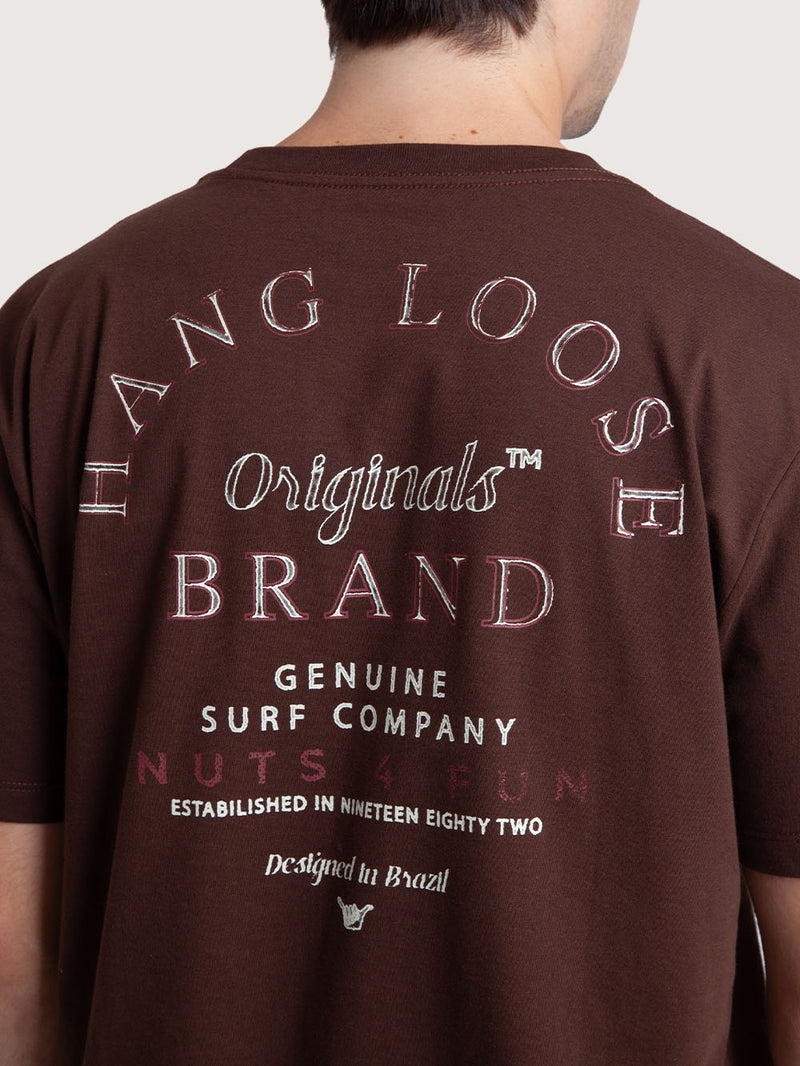 Camiseta Manga Curta Marrom Masculina Hang Loose Boat