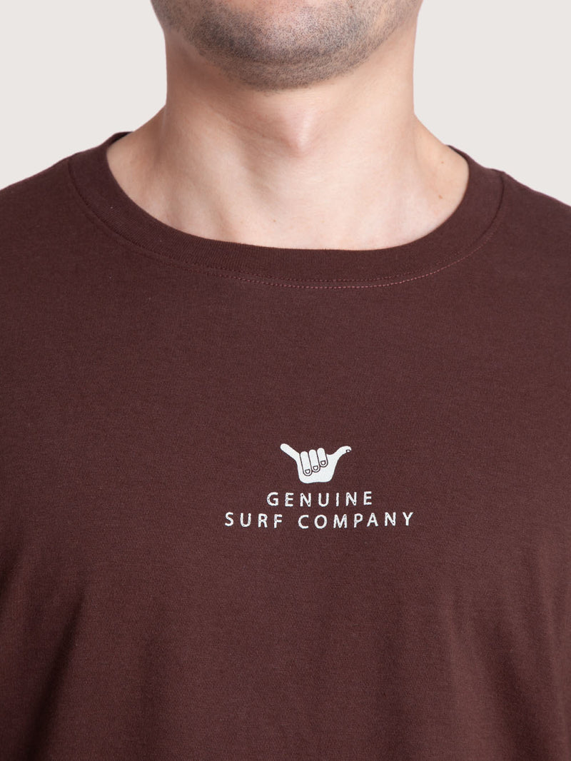Camiseta Manga Curta Marrom Masculina Hang Loose Boat