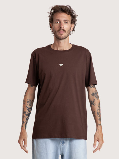 Camiseta Manga Curta Loose Marrom Café Hang Loose