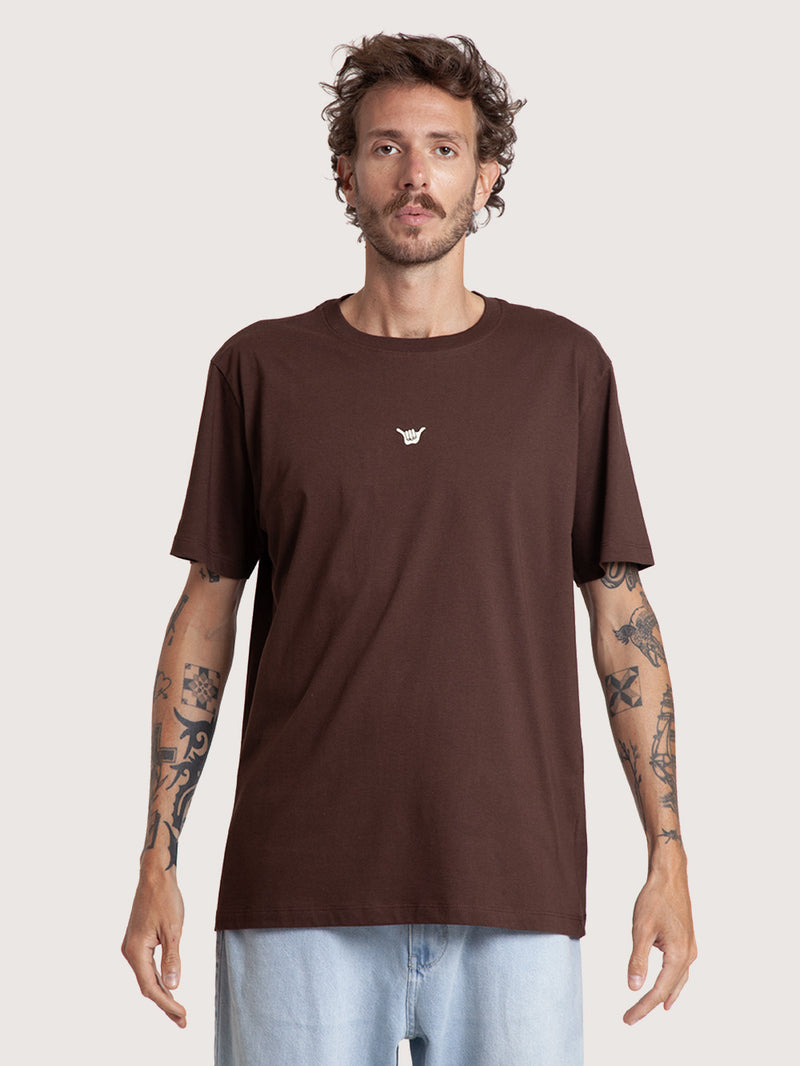 Camiseta Manga Curta Loose Marrom Café Hang Loose