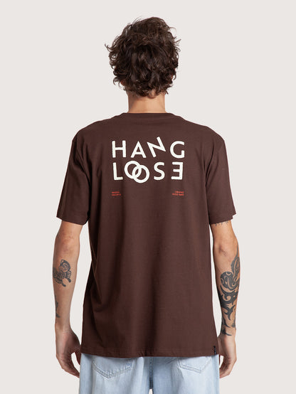 Camiseta Manga Curta Loose Marrom Café Hang Loose