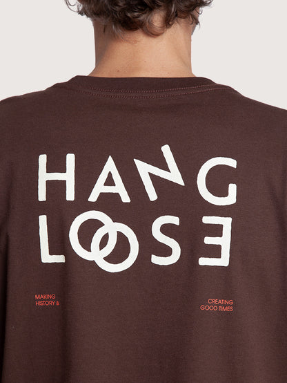 Camiseta Manga Curta Loose Marrom Café Hang Loose