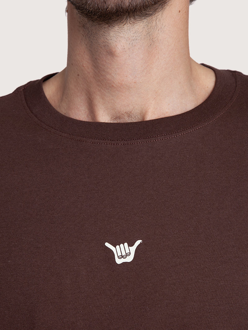 Camiseta Manga Curta Loose Marrom Café Hang Loose