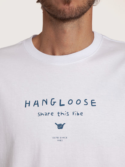 Camiseta Manga Curta Branca Masculina Hang Loose Share It