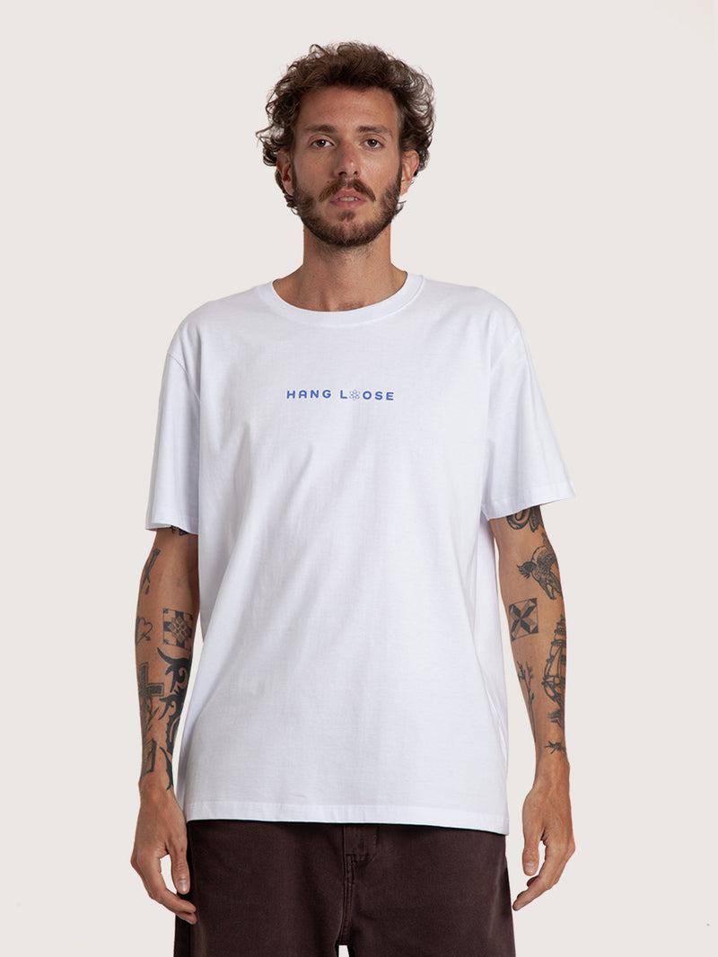 Camiseta Manga Curta Branca Hang Loose Atom
