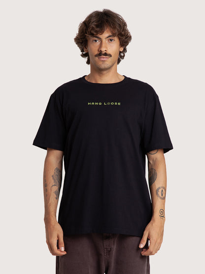 Camiseta Manga Curta Preta Hang Loose Atom