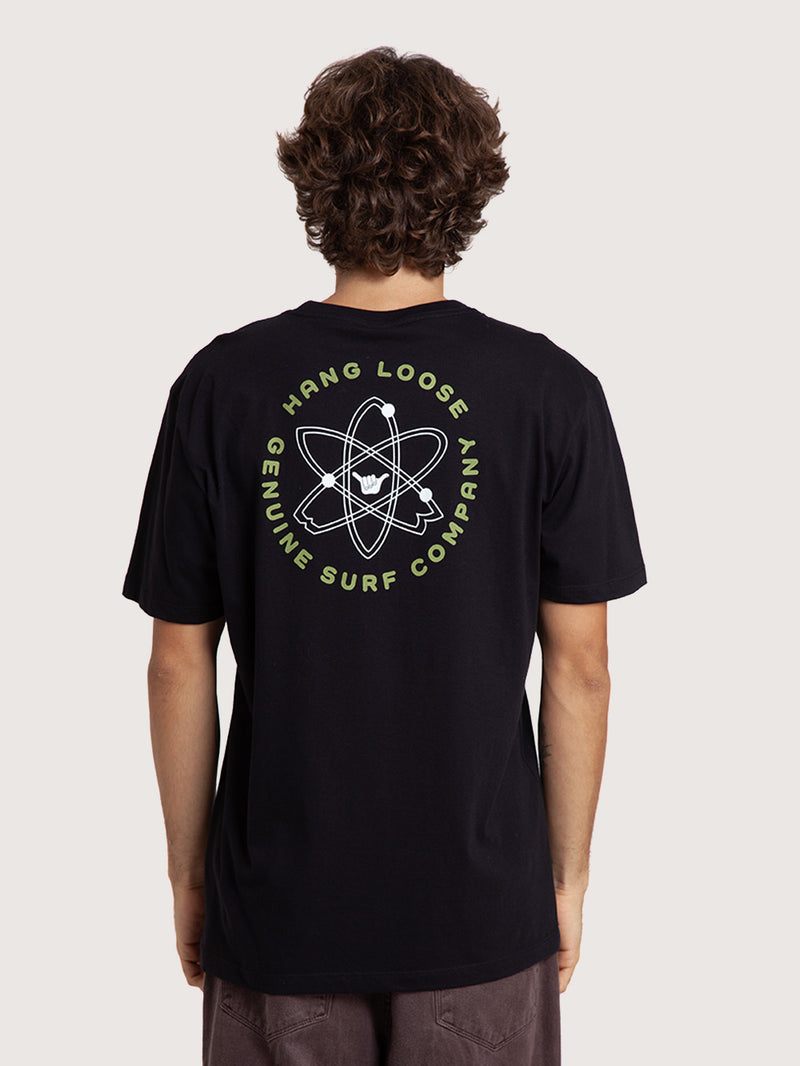Camiseta Manga Curta Preta Hang Loose Atom