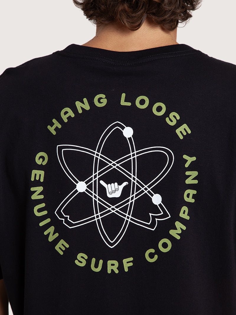Camiseta Manga Curta Preta Hang Loose Atom