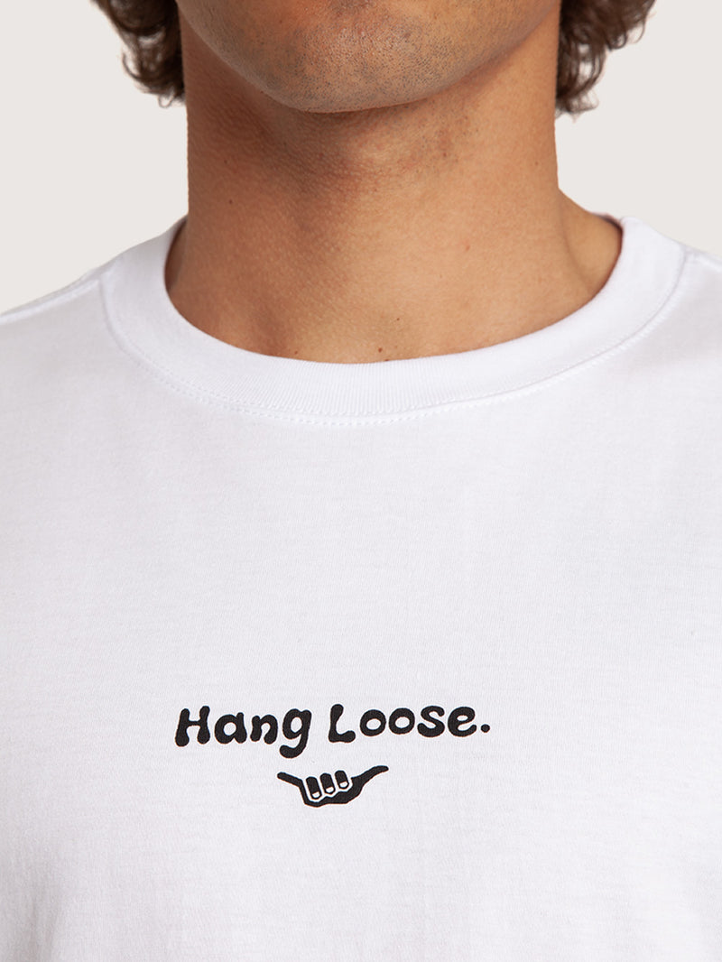 Camiseta Manga Curta Branca Masculina Hang Loose Rainbow
