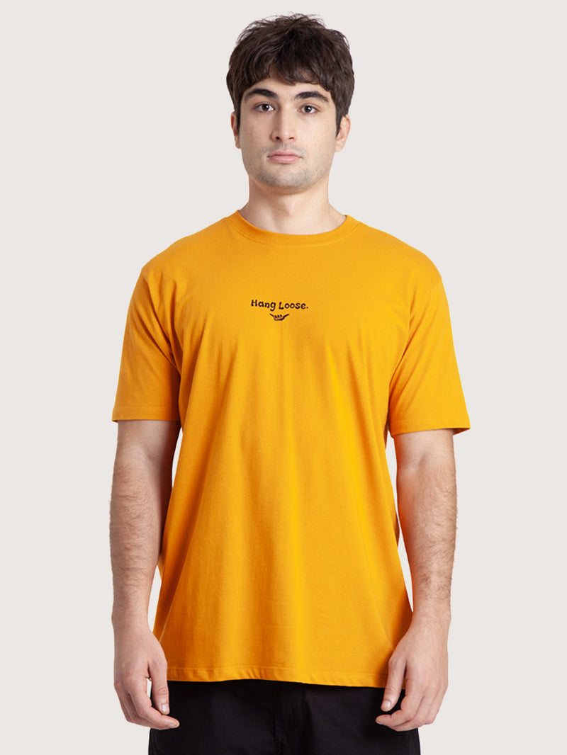 Camiseta Manga Curta Mostarda Masculina Hang Loose Rainbow