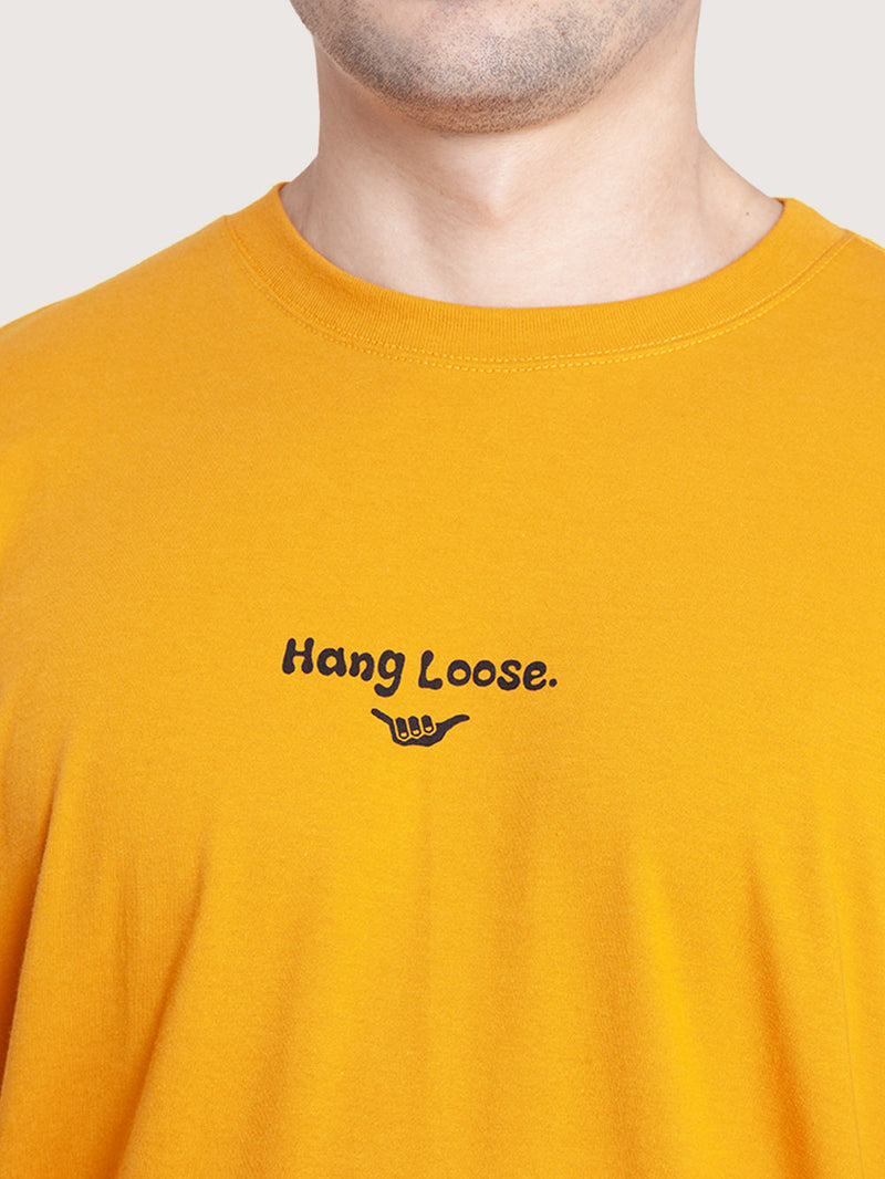 Camiseta Manga Curta Mostarda Masculina Hang Loose Rainbow