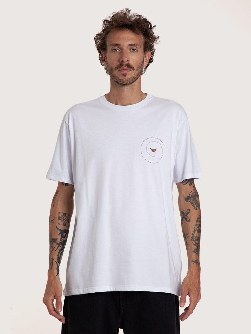 Camiseta Manga Curta Branca Masculina Hang Loose Snake