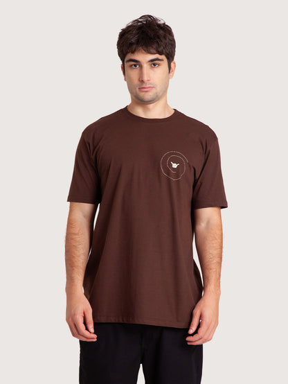 Camiseta Manga Curta Marrom Masculina Hang Loose Snake