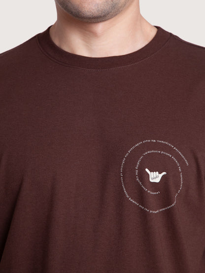 Camiseta Manga Curta Marrom Masculina Hang Loose Snake