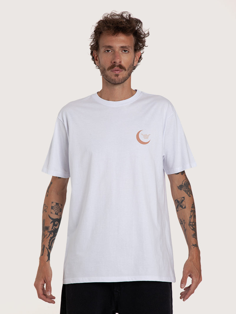 Camiseta Manga Curta Branca Masculina Hang Loose Sunnymoon