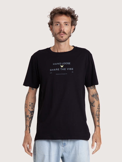 Camiseta Manga Curta Preta Hang Loose Play