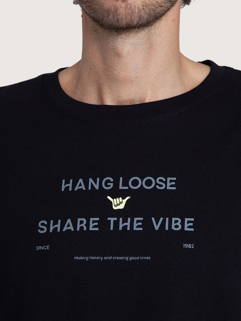 Camiseta Manga Curta Preta Hang Loose Play