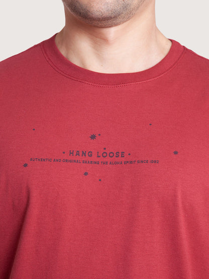 Camiseta Manga Curta Bordô Masculina Hang Loose Sertão