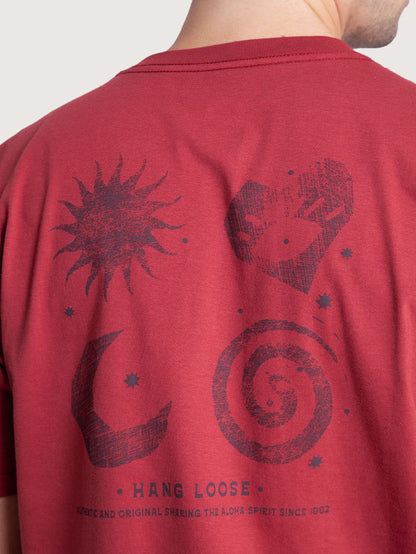 Camiseta Manga Curta Bordô Masculina Hang Loose Sertão