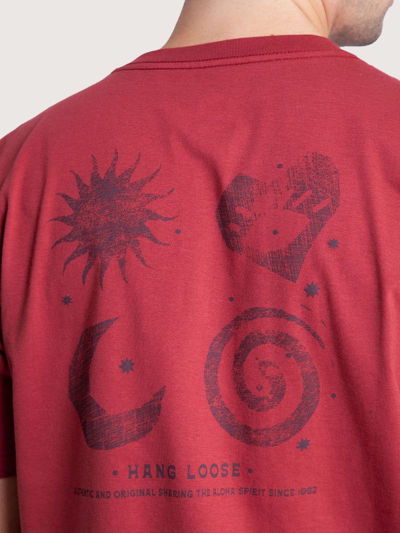 Camiseta Manga Curta Bordô Masculina Hang Loose Sertão