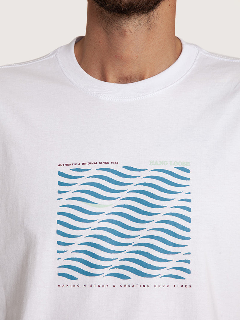 Camiseta Manga Curta Branca Masculina Hang Loose Wind