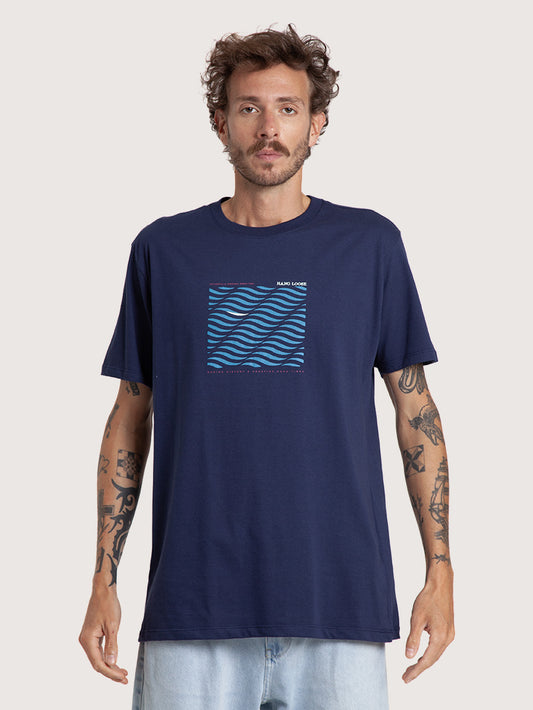Camiseta Manga Curta Marinho Masculina Hang Loose Wind
