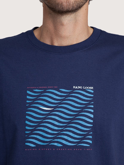 Camiseta Manga Curta Marinho Masculina Hang Loose Wind