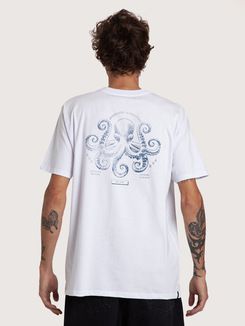 Camiseta Manga Curta Branca Hang Loose Octopuss