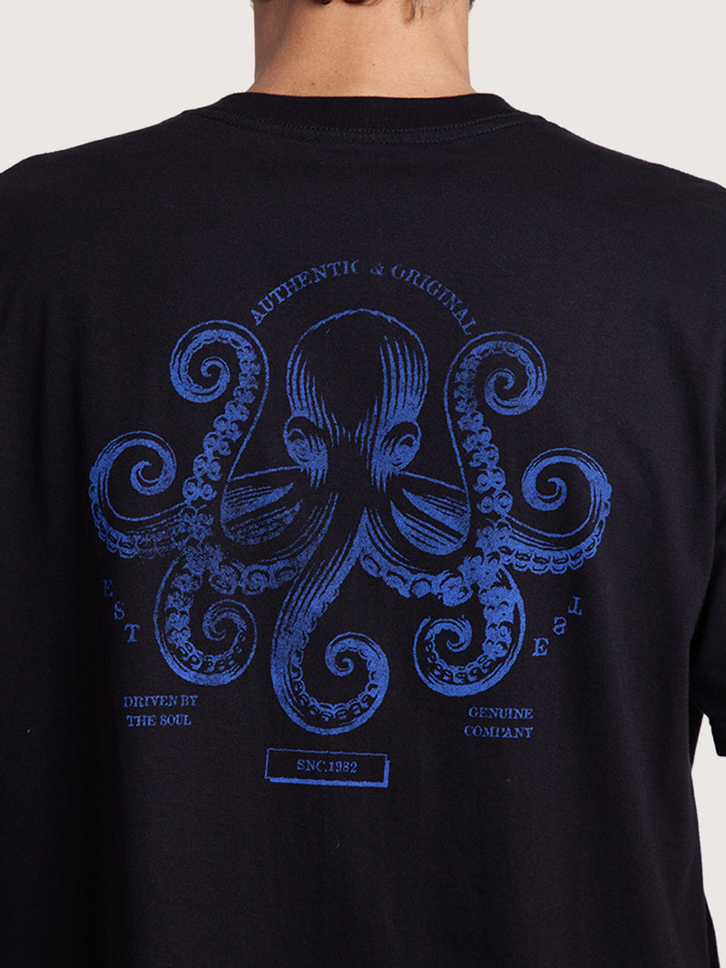 Camiseta Manga Curta Preta Hang Loose Octopuss