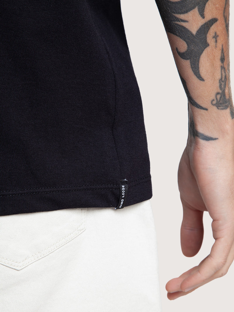 Camiseta Manga Curta Preta Hang Loose Octopuss