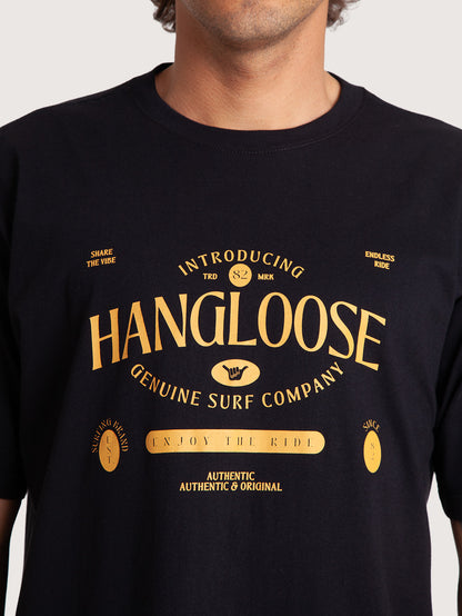 Camiseta Manga Curta Preta Masculina Hang Loose Redlabel