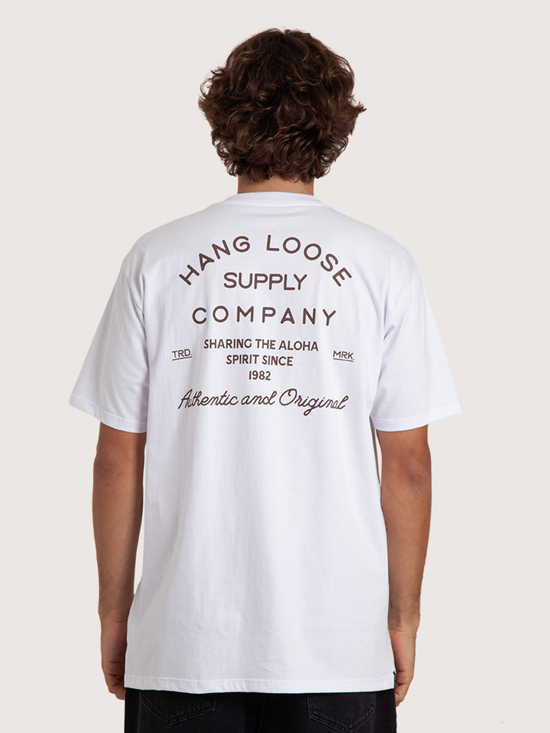 Camiseta Manga Curta Branca Masculina Hang Loose Company