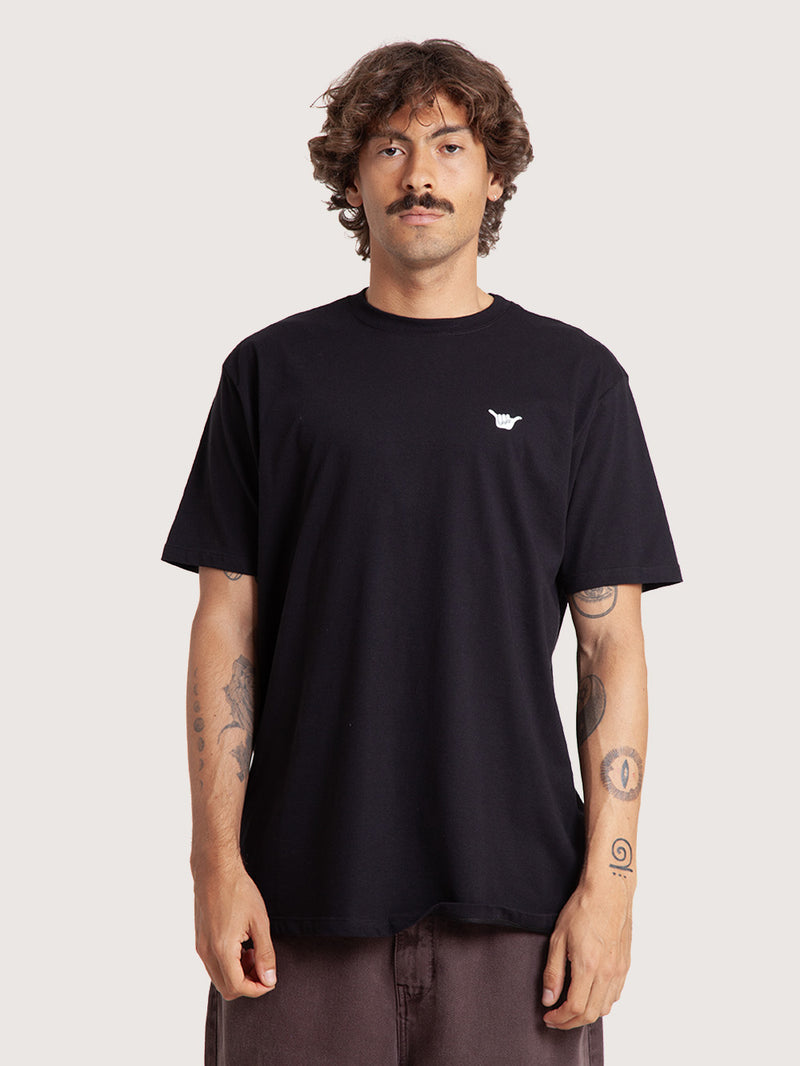 Camiseta Manga Curta Preta Masculina Hang Loose Company