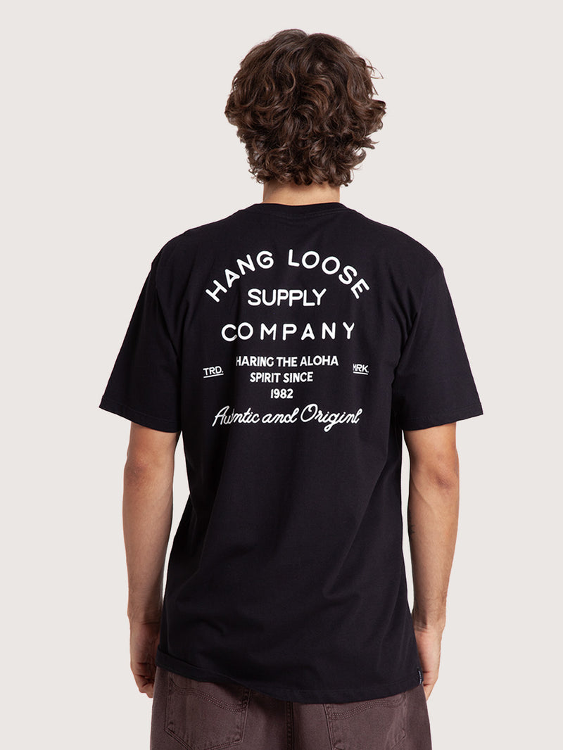 Camiseta Manga Curta Preta Masculina Hang Loose Company