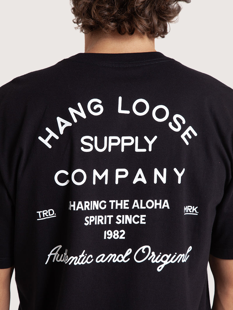 Camiseta Manga Curta Preta Masculina Hang Loose Company