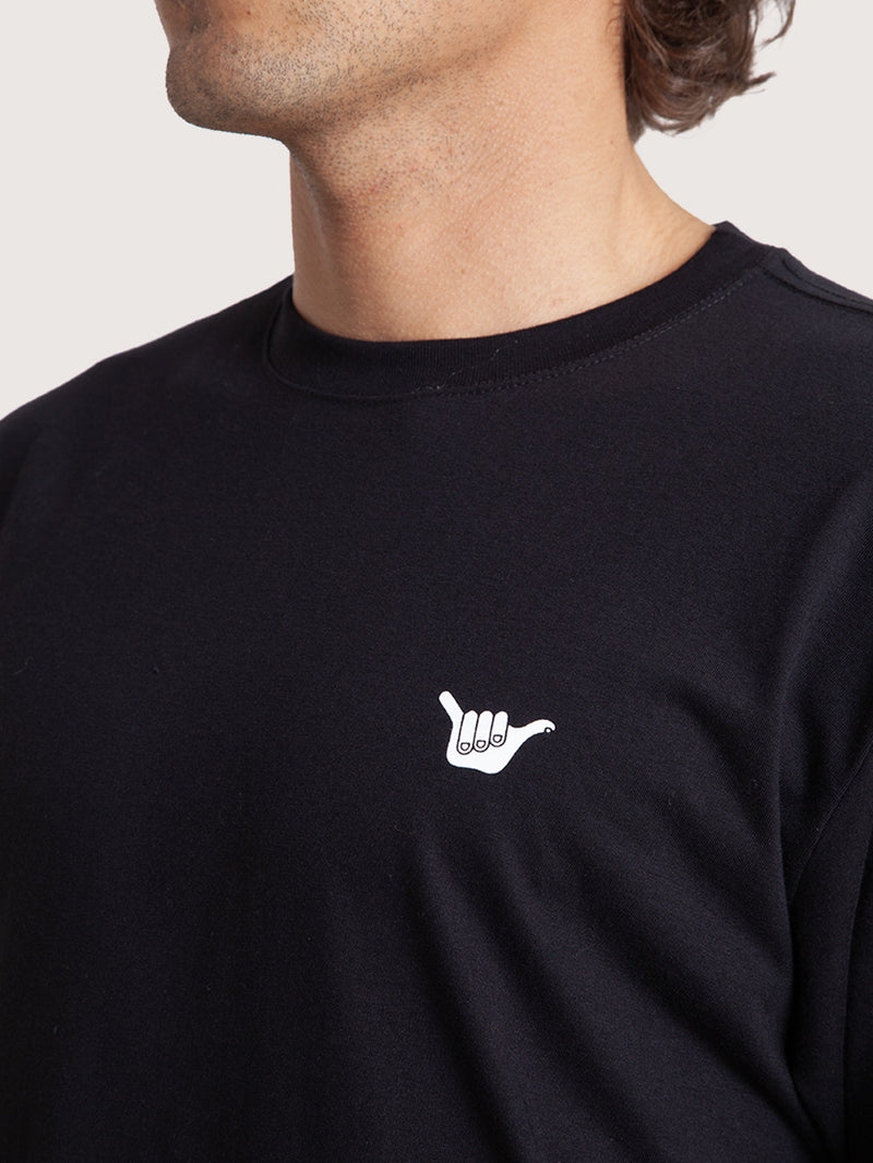 Camiseta Manga Curta Preta Masculina Hang Loose Company