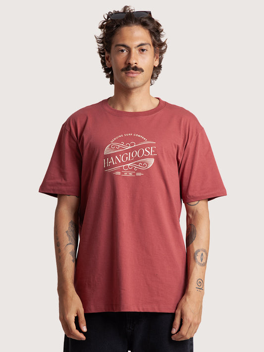 Camiseta Manga Curta Hang Loose Bordô Genuine