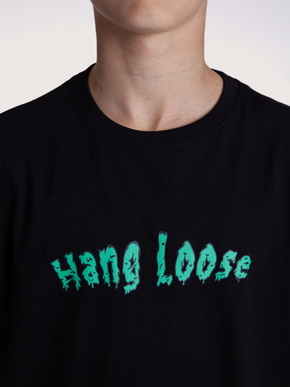 Camiseta Manga Curta Juvenil Preta Hang Loose Fish