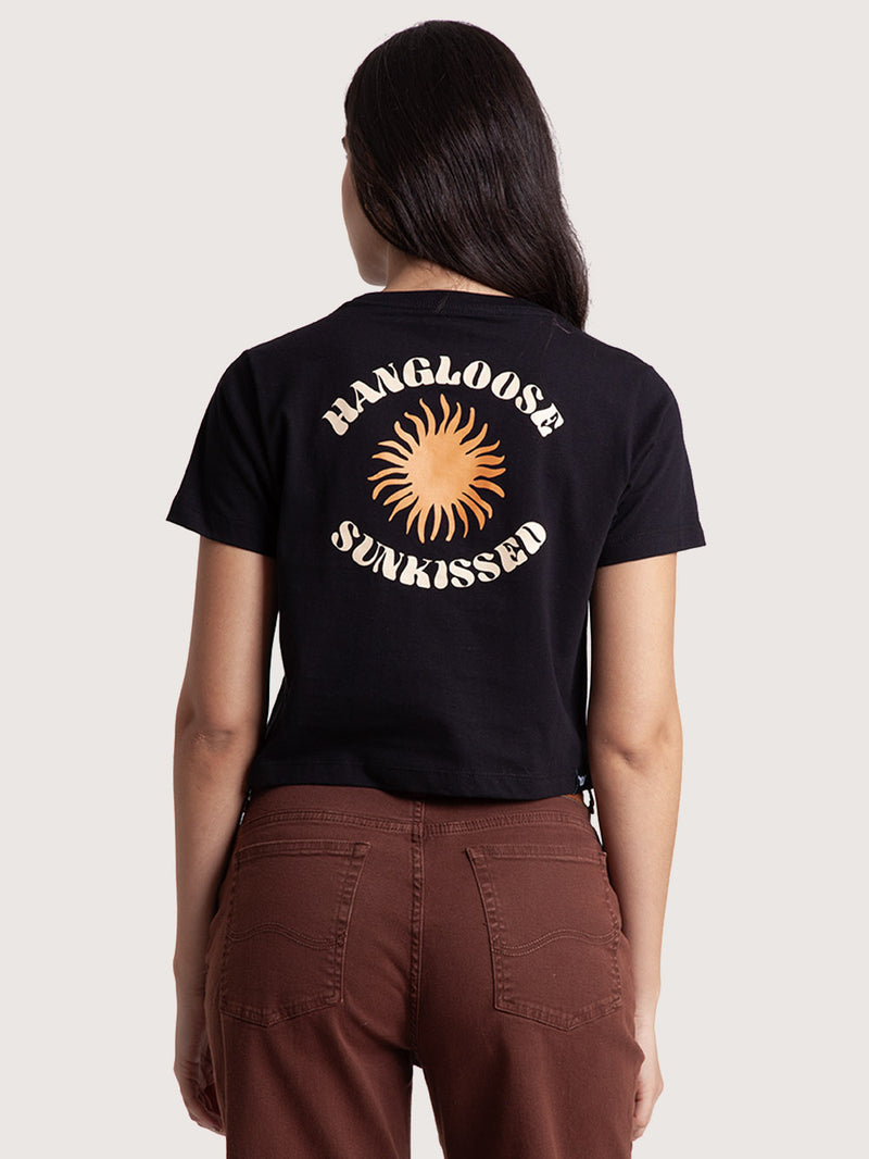 Camiseta Manga Curta Hang Loose Sunkissed Preta Feminina