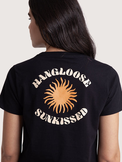 Camiseta Manga Curta Hang Loose Sunkissed Preta Feminina