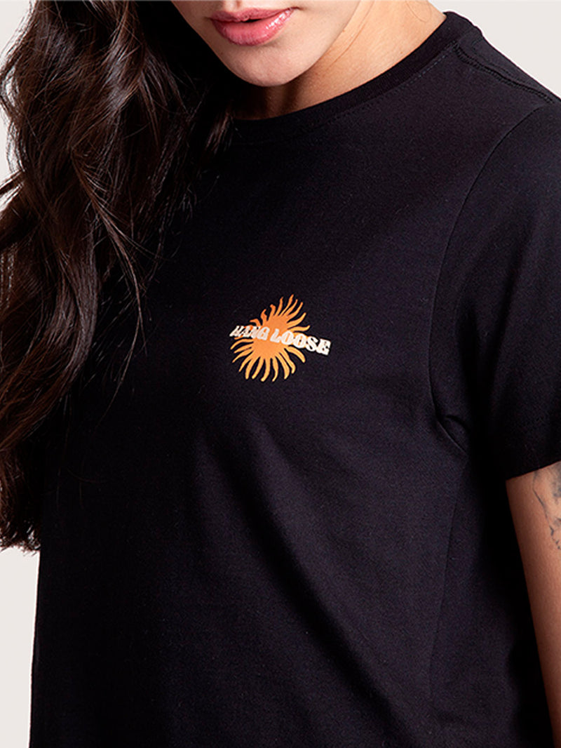 Camiseta Manga Curta Hang Loose Sunkissed Preta Feminina