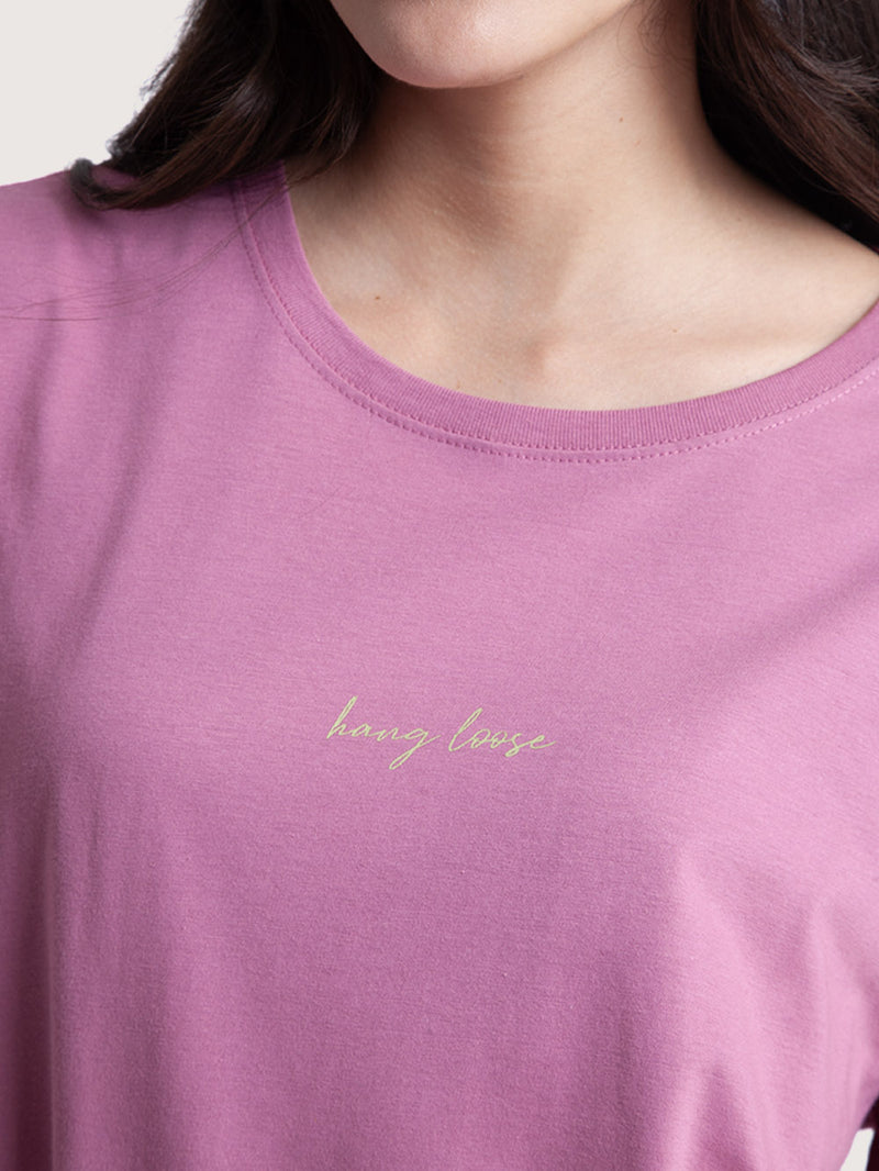 Camiseta Oversized Hang Loose Flowers Rosa Feminina