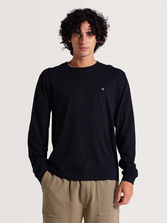 Camiseta Preta Manga Longa Hang Loose Logo