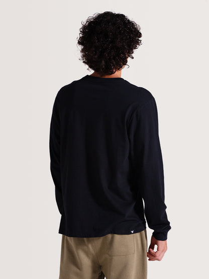 Camiseta Preta Manga Longa Hang Loose Logo