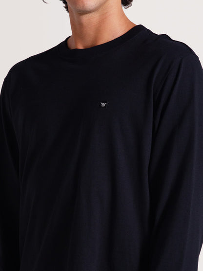 Camiseta Preta Manga Longa Hang Loose Logo
