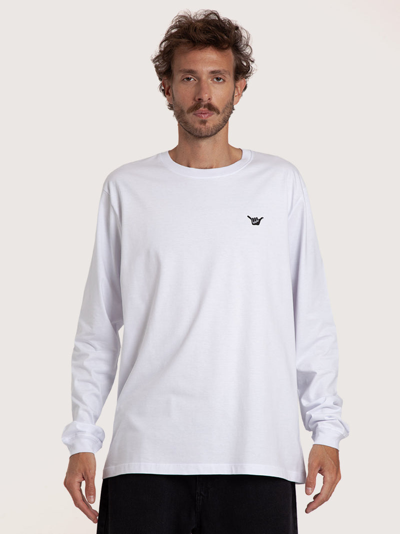 Camiseta Manga Longa Branco Hang Loose Logo