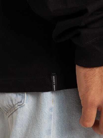 Camiseta Manga Longa Preto Hang Loose Logo