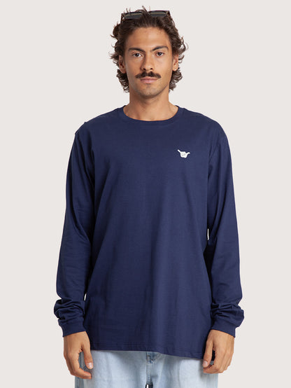 Camiseta Manga Longa Azul Marinho Hang Loose Logo