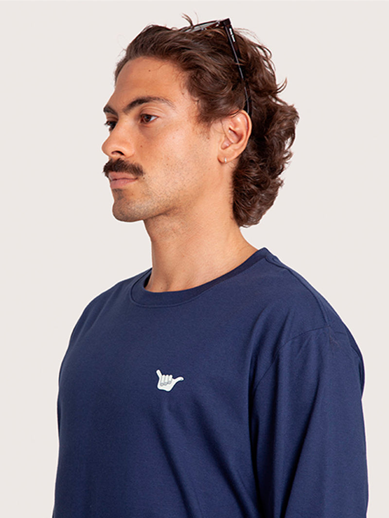Camiseta Manga Longa Azul Marinho Hang Loose Logo