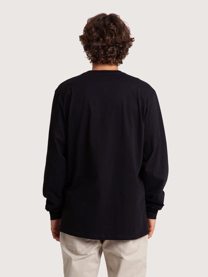 Camiseta Manga Longa Preta Masculina Hang Loose Share It